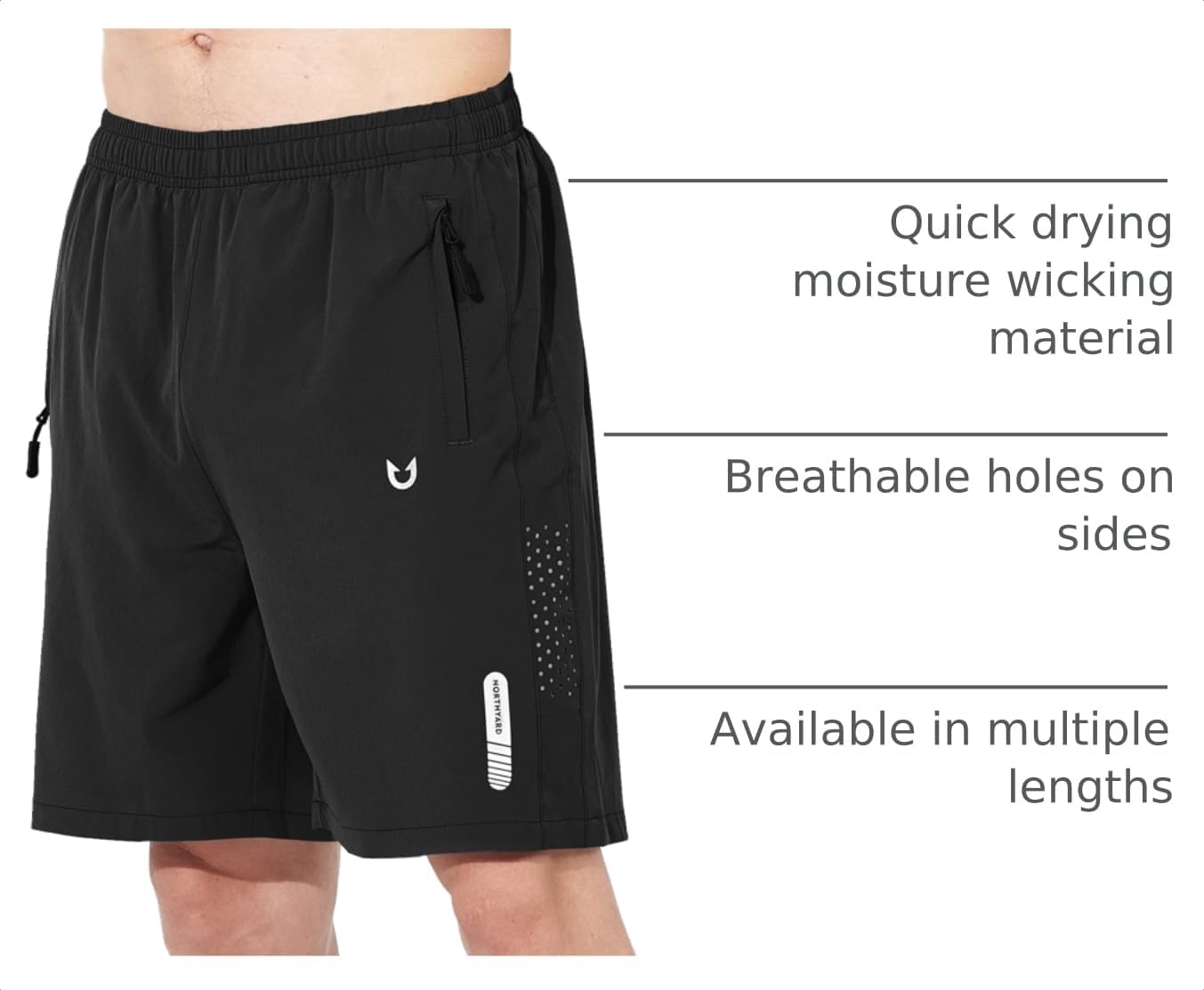 NORTHYARD Men's Athletic Running Shorts Gym Workout 7"/9"/5" Zipper Pockets - Image 4