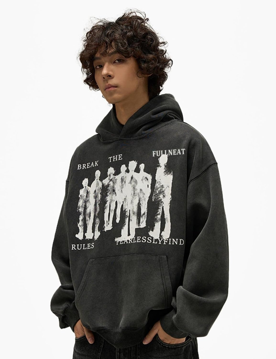 Men’s Graphic Hoodie Sweatshirt Unisex Oversized Long Sleeve Pullover with Front Pouch Pocket - Image 4