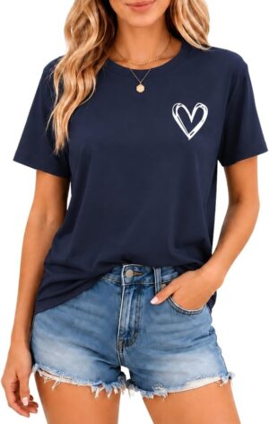 KUYIGO Unisex Heart Graphic T Shirt...