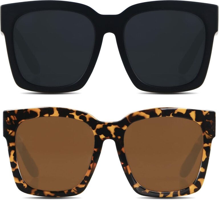 ANDWOOD Oversized Sunglasses Womens Big Large Square Frame Wide Face Shades
