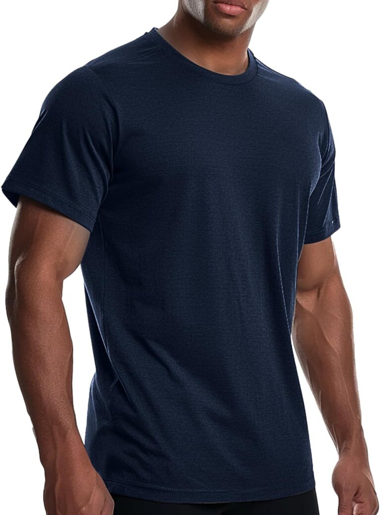 Cooling Shirts for Men Bamboo Viscose Dry Fit Relaxed Fit Workout Tee