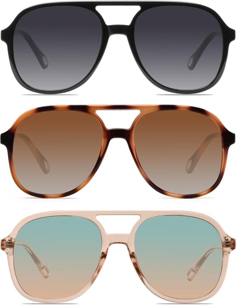 YDAOWKN Retro Aviator Sunglasses for Womens Mens 70s Double Bridge Sunnies