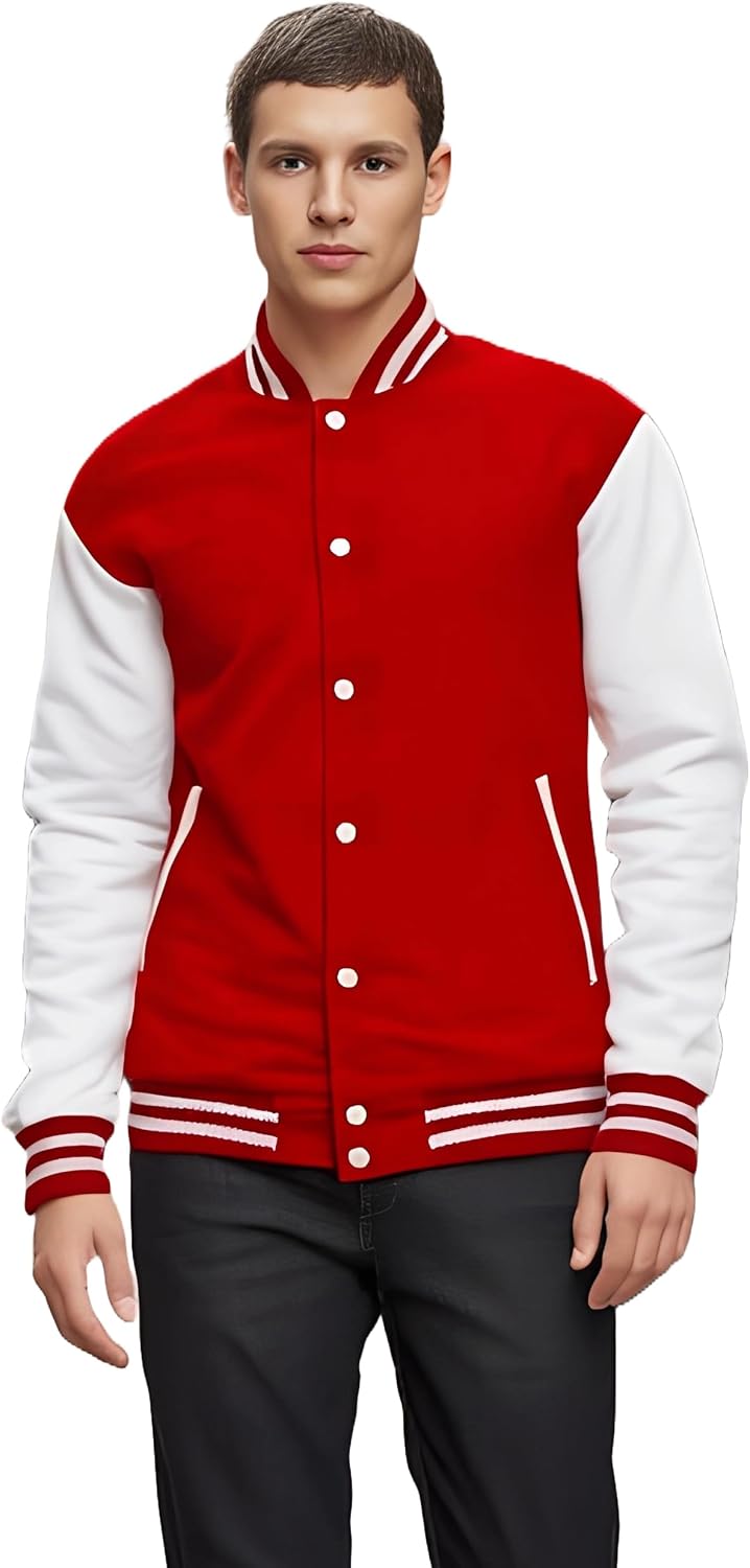 Deckra Men's Varsity Jacket Genuine Leather Sleeve and Wool Blend Letterman Boys College Varsity Jackets XS-5XL - Image 2