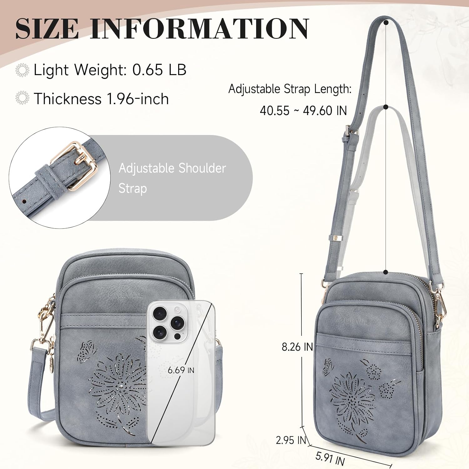 Small Crossbody Bags for Women, RFID Phone Purse with Card Slots, Triple Compartments Lightweight Shoulder Bag - Image 6