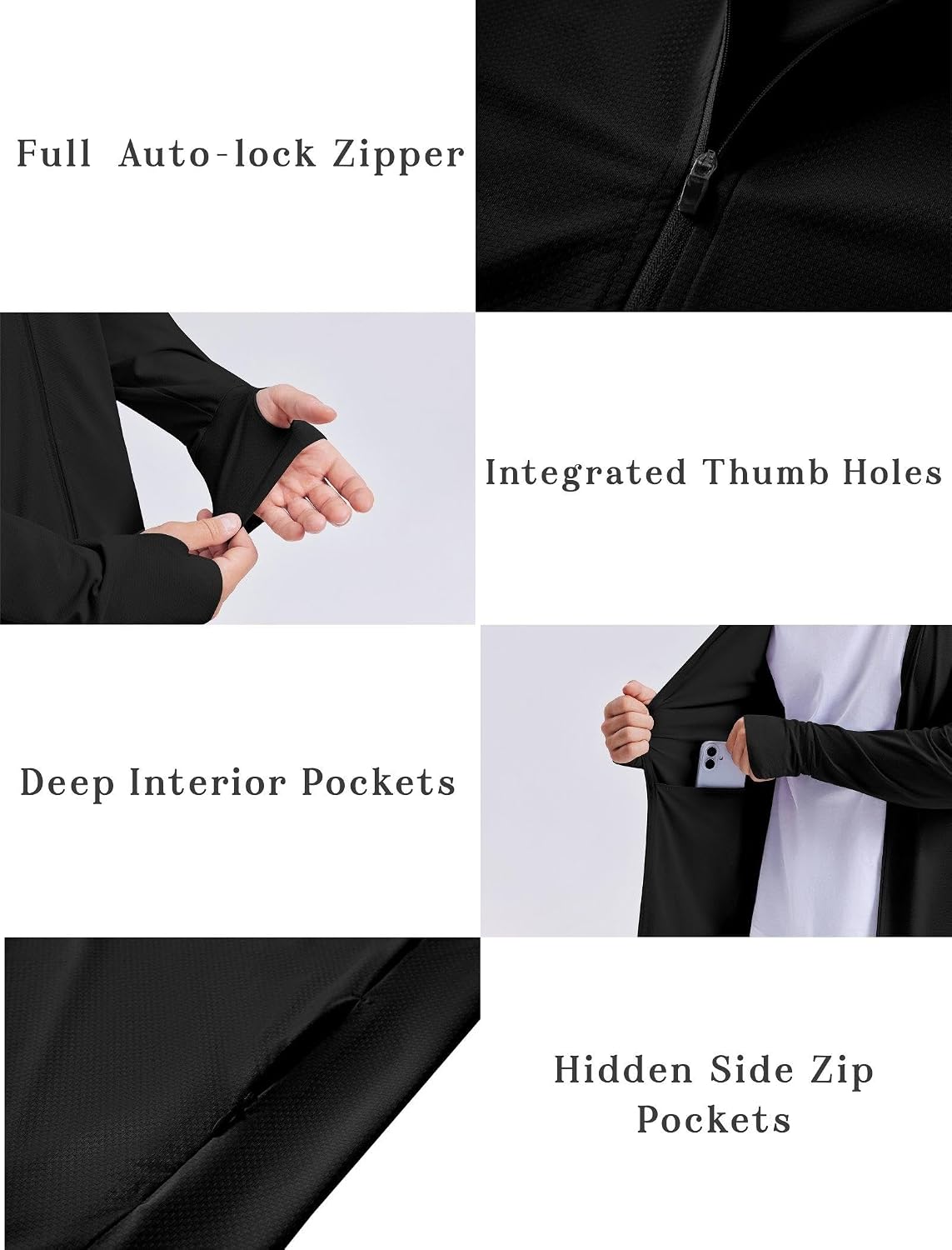PINSPARK Mens UPF50+ Full Zip Up Hoodies Lightweight Sun Protection Jacket - Image 4