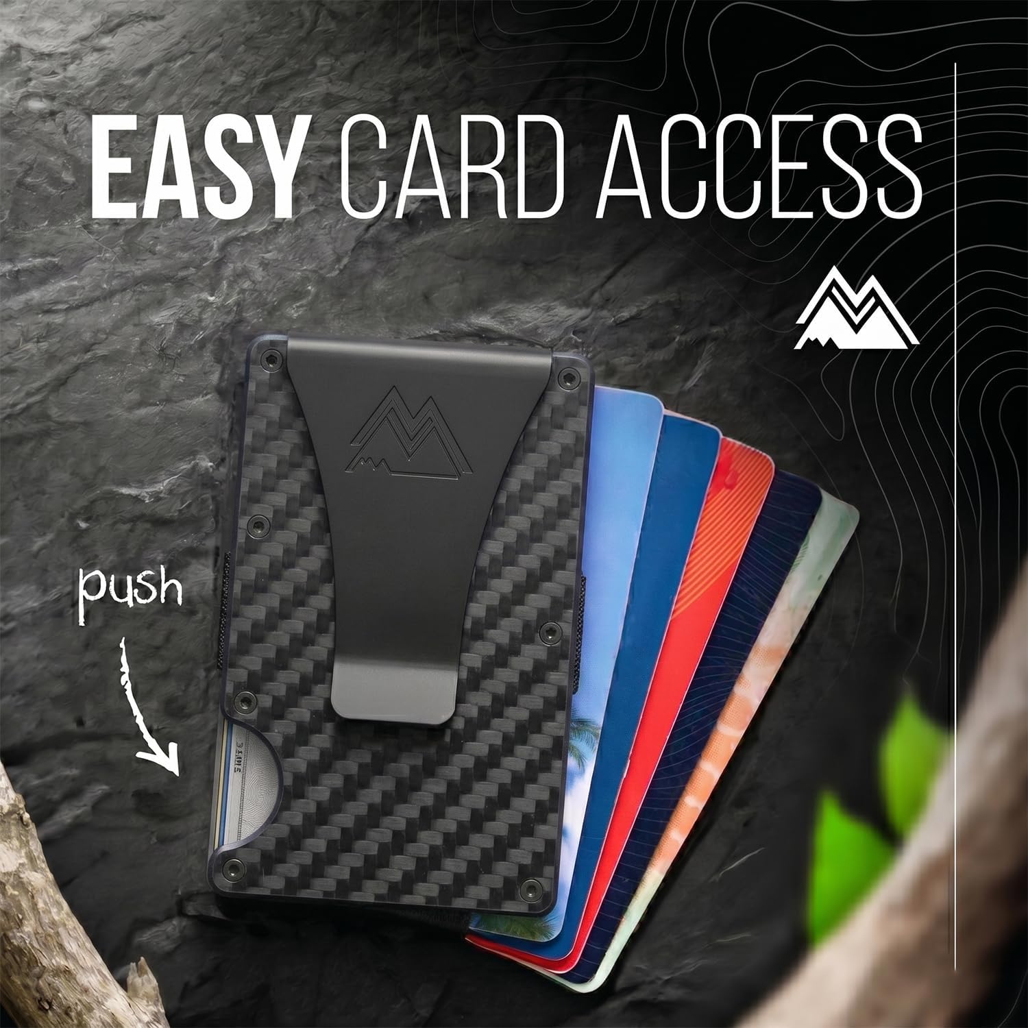 Mountain Voyage Minimalist Wallet for Men - Slim RFID Wallet, Scratch Resistant, Credit Card Holder & Money Clip, Easily Removable Money & Cards (Matte Carbon Fiber) - Image 4