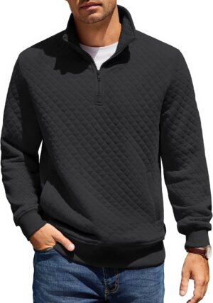 COOFANDY Mens Quarter Zip Pullover ...