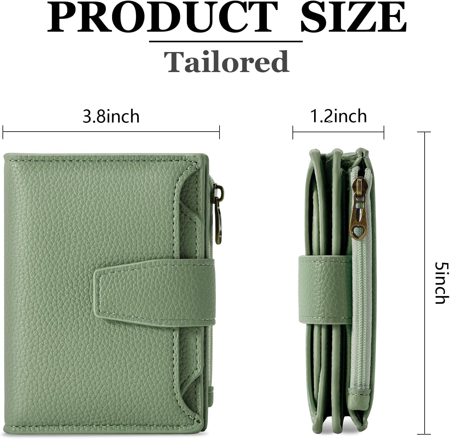 Airkit Small Wallet Women RFID Blocking Soft Leather Bifold Compact Card Holder Wallet for Women with Zipper Coin Pocket 4 ID Window - Image 3