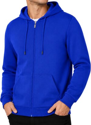 Men’s Zip Up Hoodie Fleece Fu...
