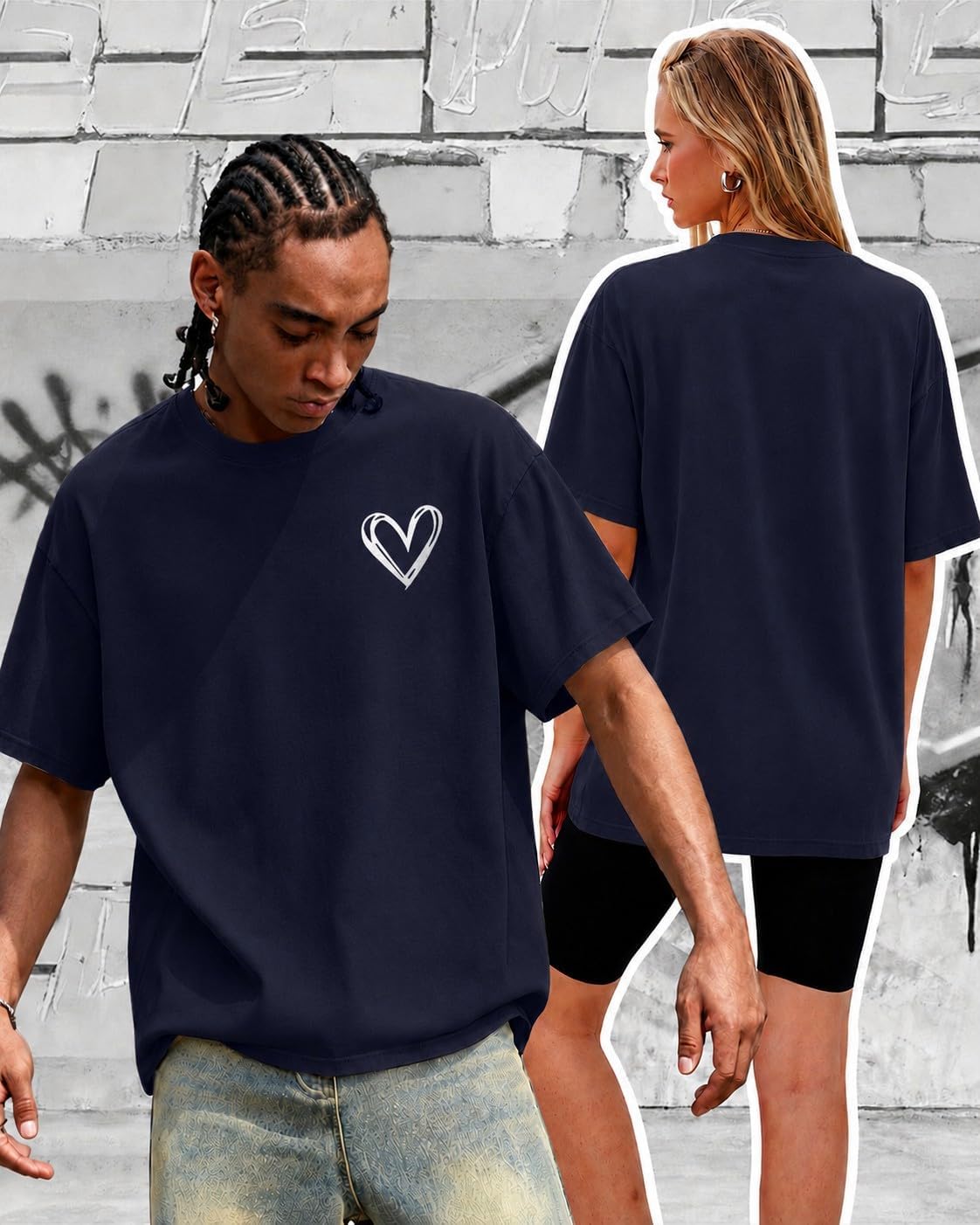 KUYIGO Unisex Heart Graphic T Shirt Men Women Matching Tee - Image 5