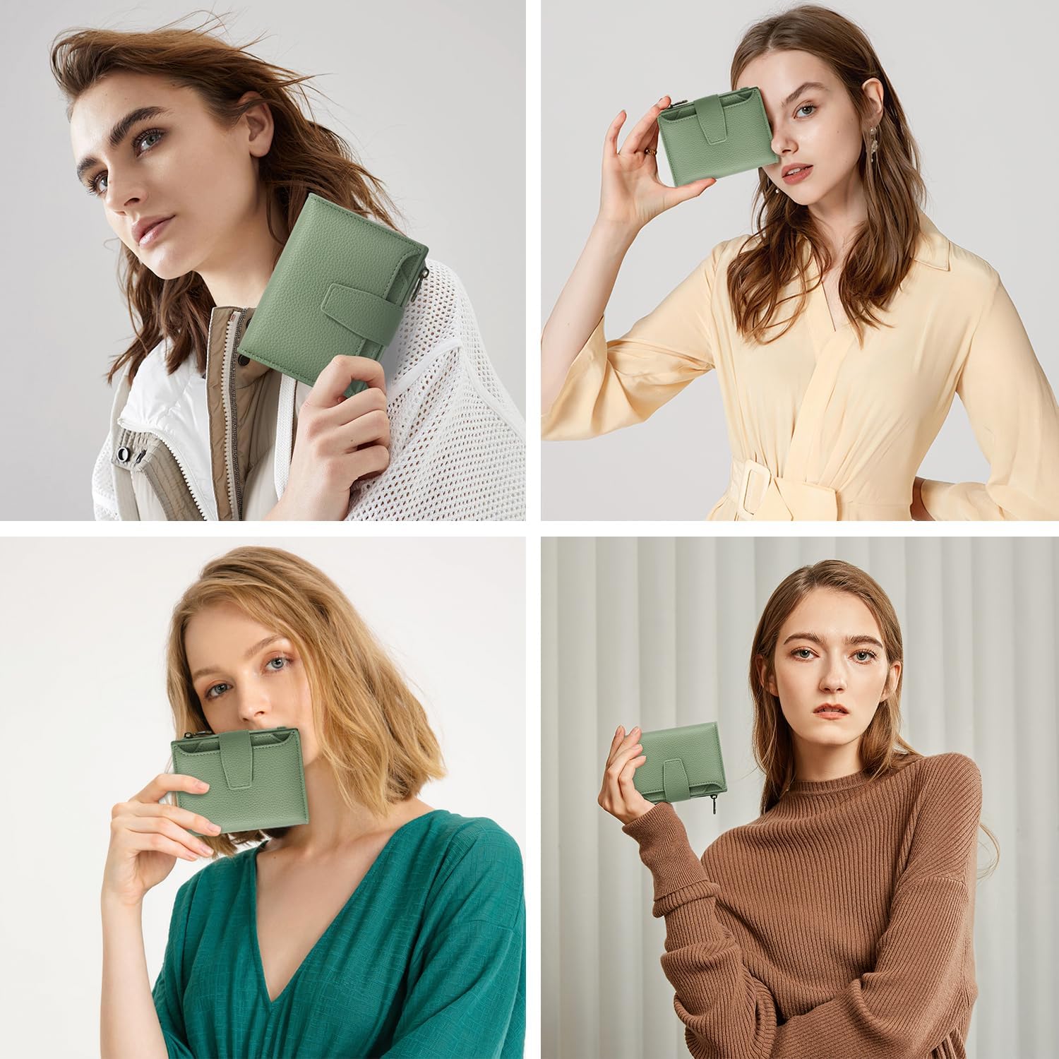 Airkit Small Wallet Women RFID Blocking Soft Leather Bifold Compact Card Holder Wallet for Women with Zipper Coin Pocket 4 ID Window - Image 9