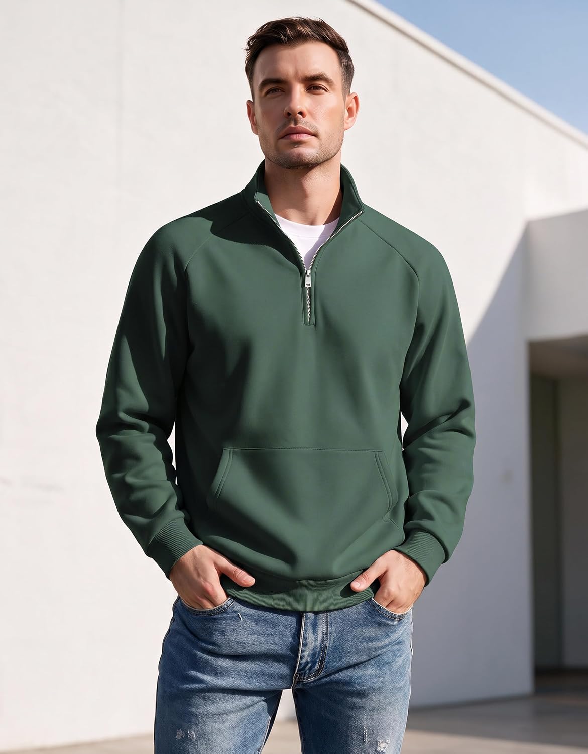 COOFANDY Mens Quarter Zip Pullover 2026 Fleece Mock Neck Casual Sweatshirt - Image 2