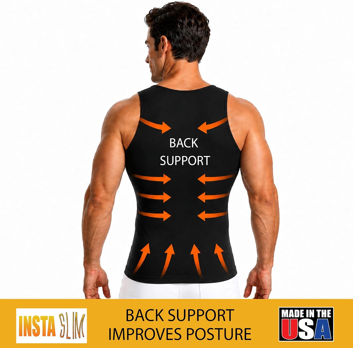 Insta Slim Made in USA Compression Tanktop Men TummyControl Slimming Bodyshaper Undershirt BackSupport BeerBelly Gynecomastia - Image 4