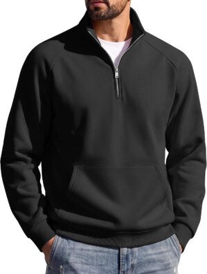 COOFANDY Mens Quarter Zip Pullover ...