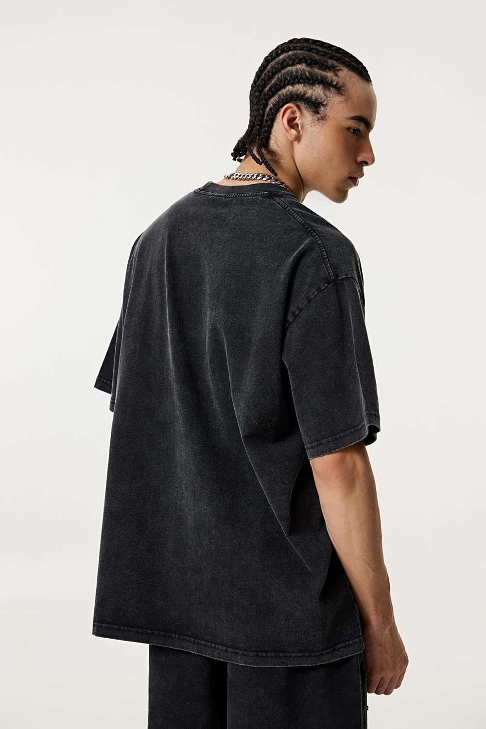 KEEPSHOWIN Men's Vintage Oversized Acid Wash T-Shirts Heavyweight Cotton Washed Loose Fit Unisex Basic Tee Shirts - Image 2