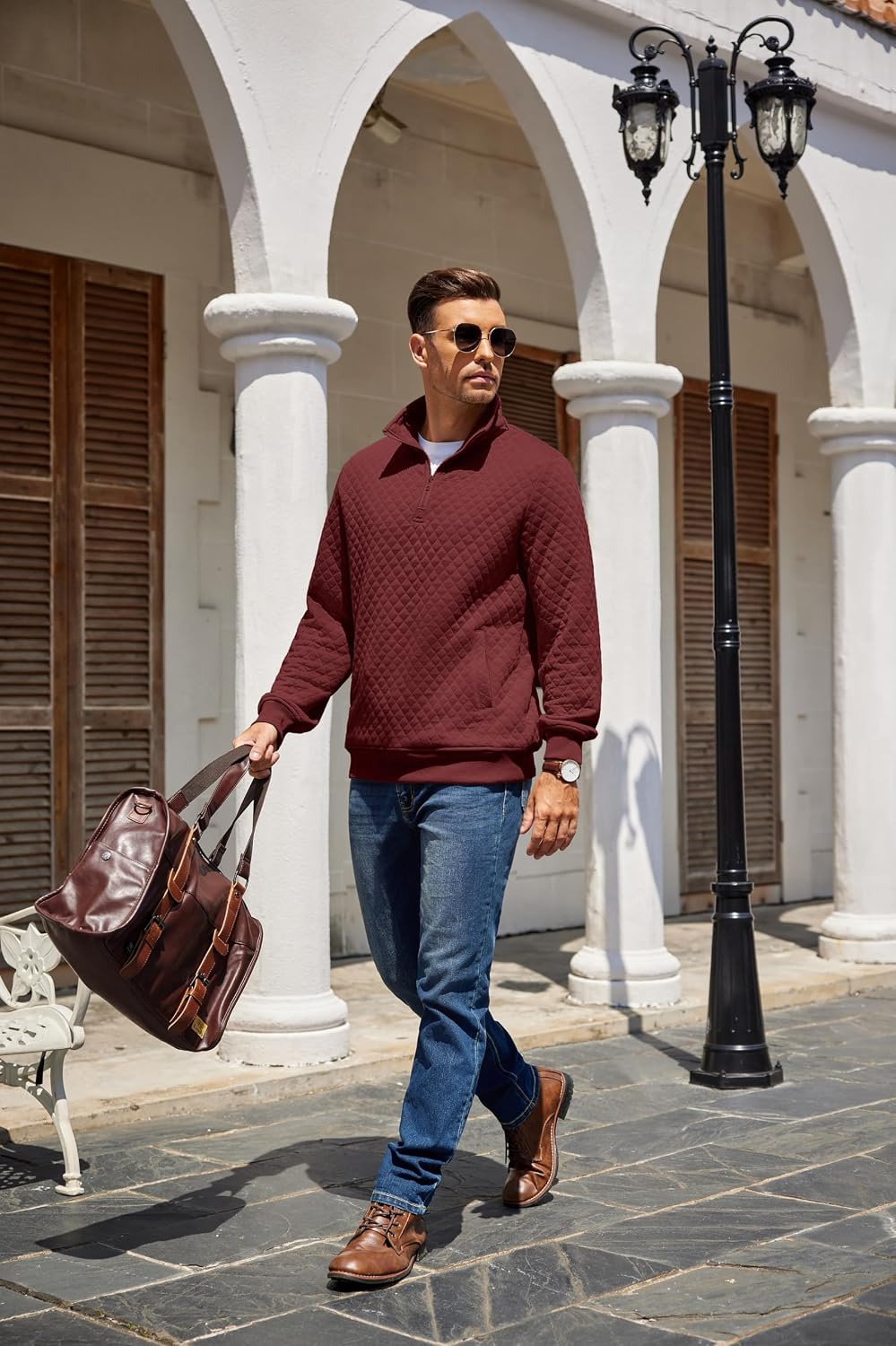 COOFANDY Mens Quarter Zip Pullover Sweatshirt Casual Mock Neck Sweater 2026 - Image 8