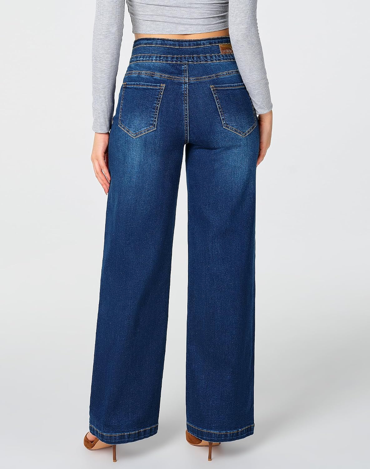 roswear Women's Wide Leg Jeans Casual High Waisted Stretch Baggy Loose Denim Pants - Image 2