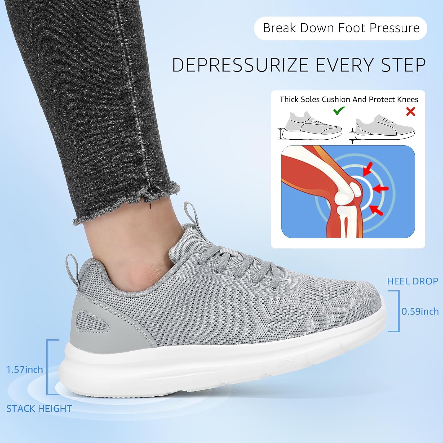 STQ Women's Wide Toe Box Shoes Breathable Mesh Walking Tennis Sneakers - Image 5