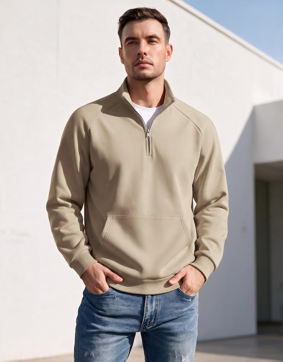 COOFANDY Mens Quarter Zip Pullover 2026 Fleece Mock Neck Casual Sweatshirt - Image 2