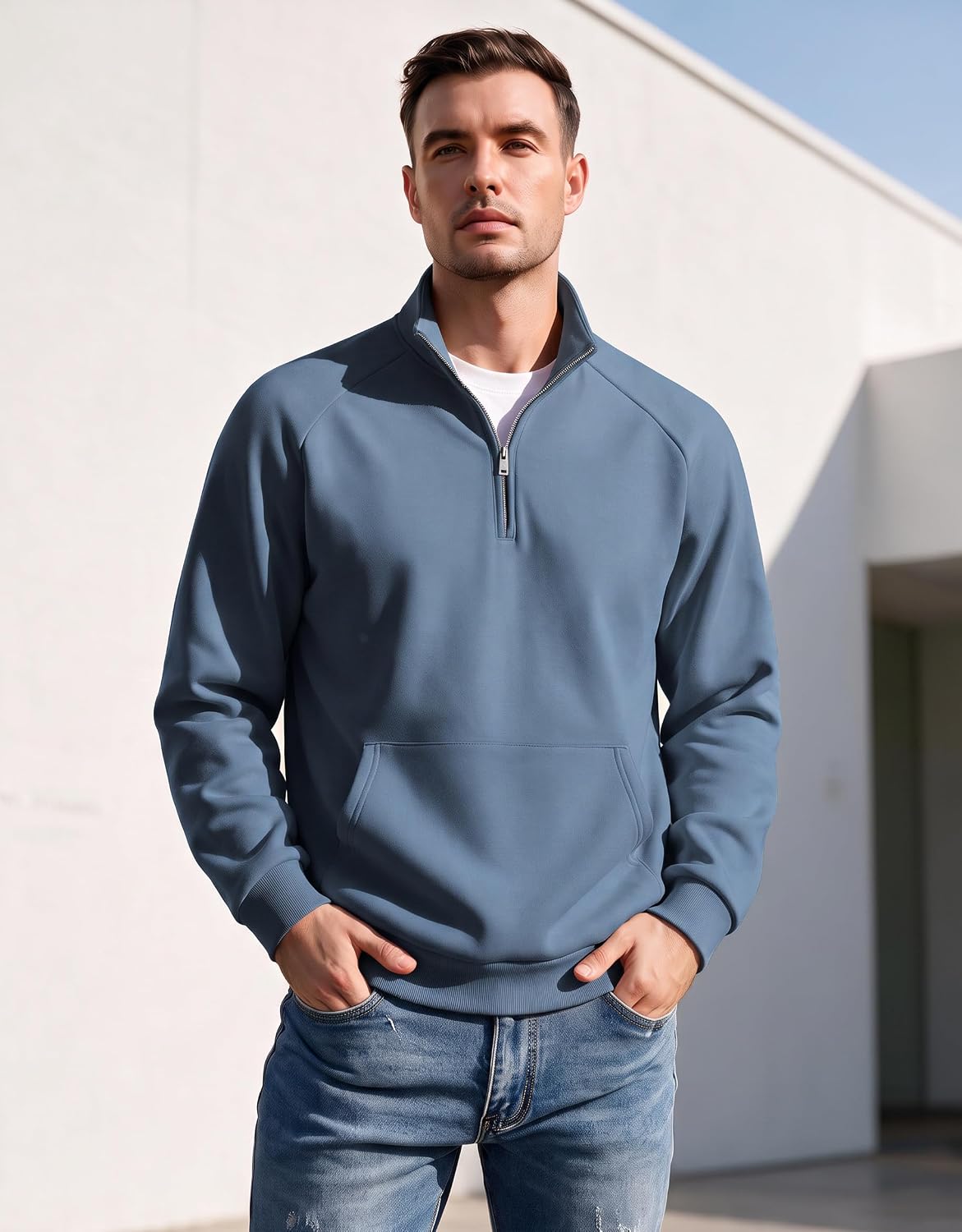 COOFANDY Mens Quarter Zip Pullover 2026 Fleece Mock Neck Casual Sweatshirt - Image 2