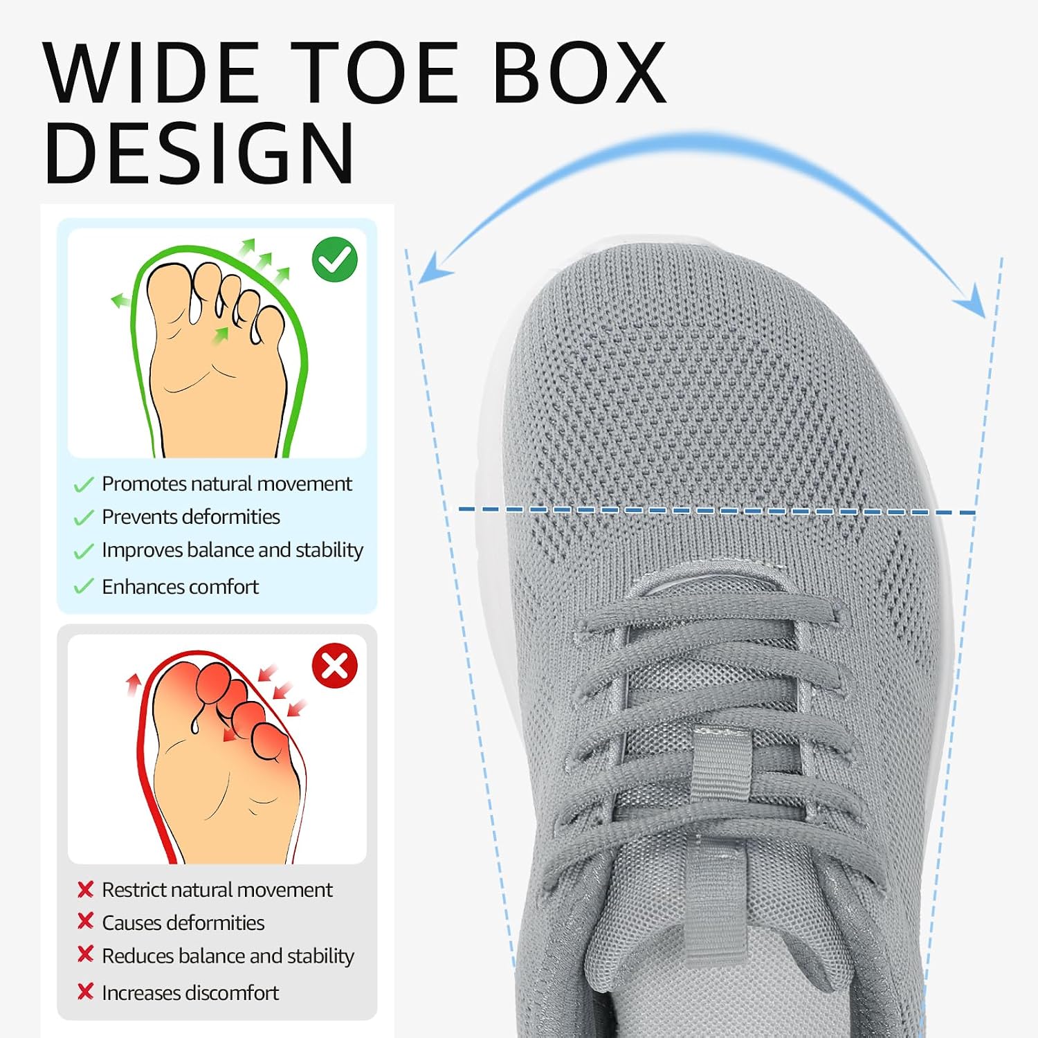 STQ Women's Wide Toe Box Shoes Breathable Mesh Walking Tennis Sneakers - Image 4