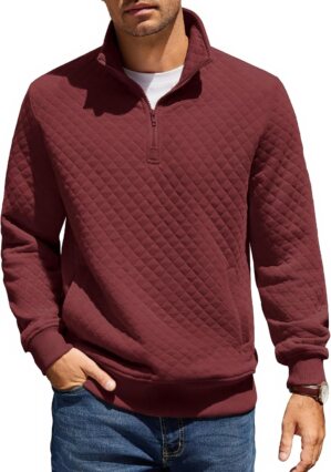 COOFANDY Mens Quarter Zip Pullover ...