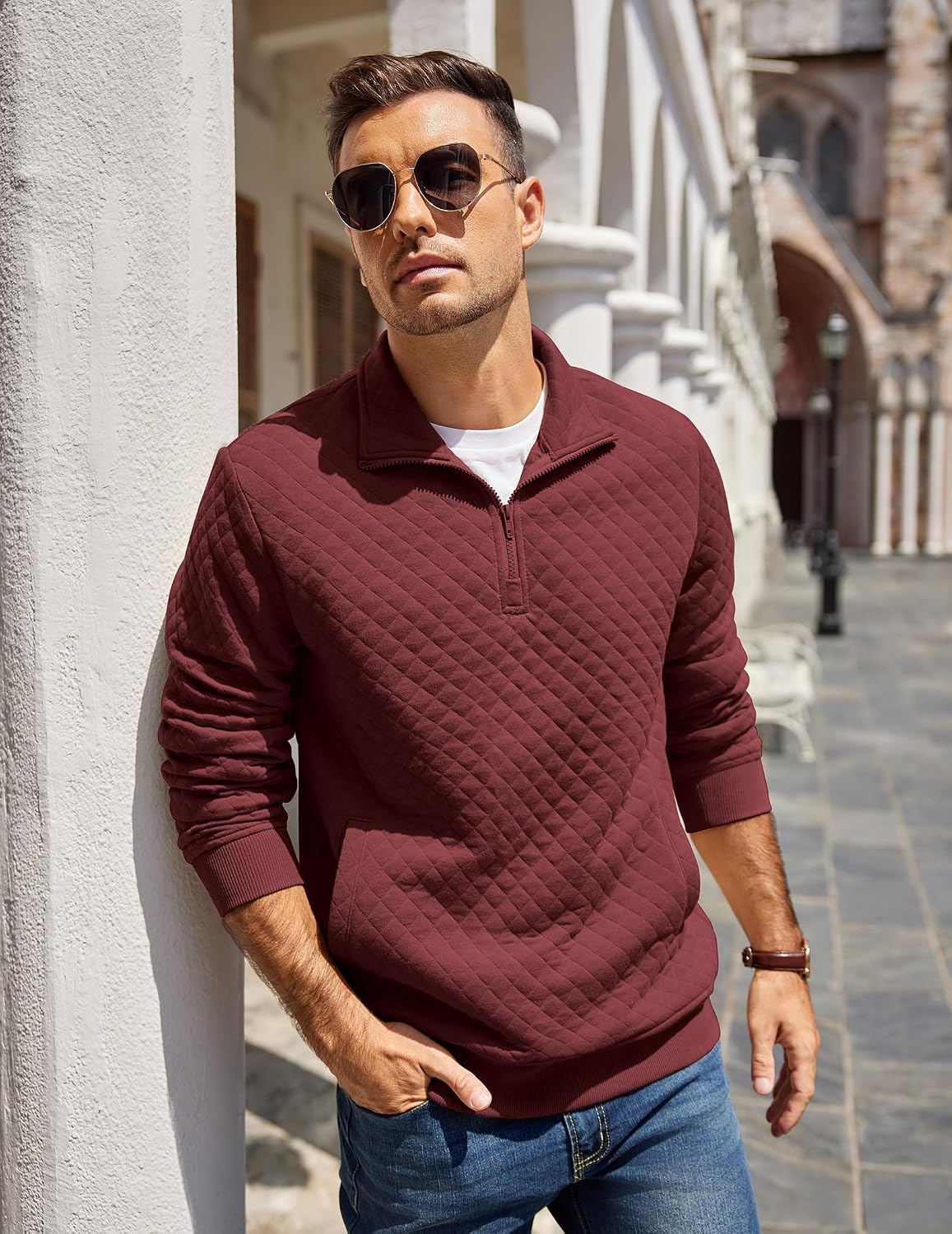 COOFANDY Mens Quarter Zip Pullover Sweatshirt Casual Mock Neck Sweater 2026 - Image 7