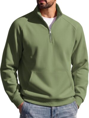 COOFANDY Mens Quarter Zip Pullover ...