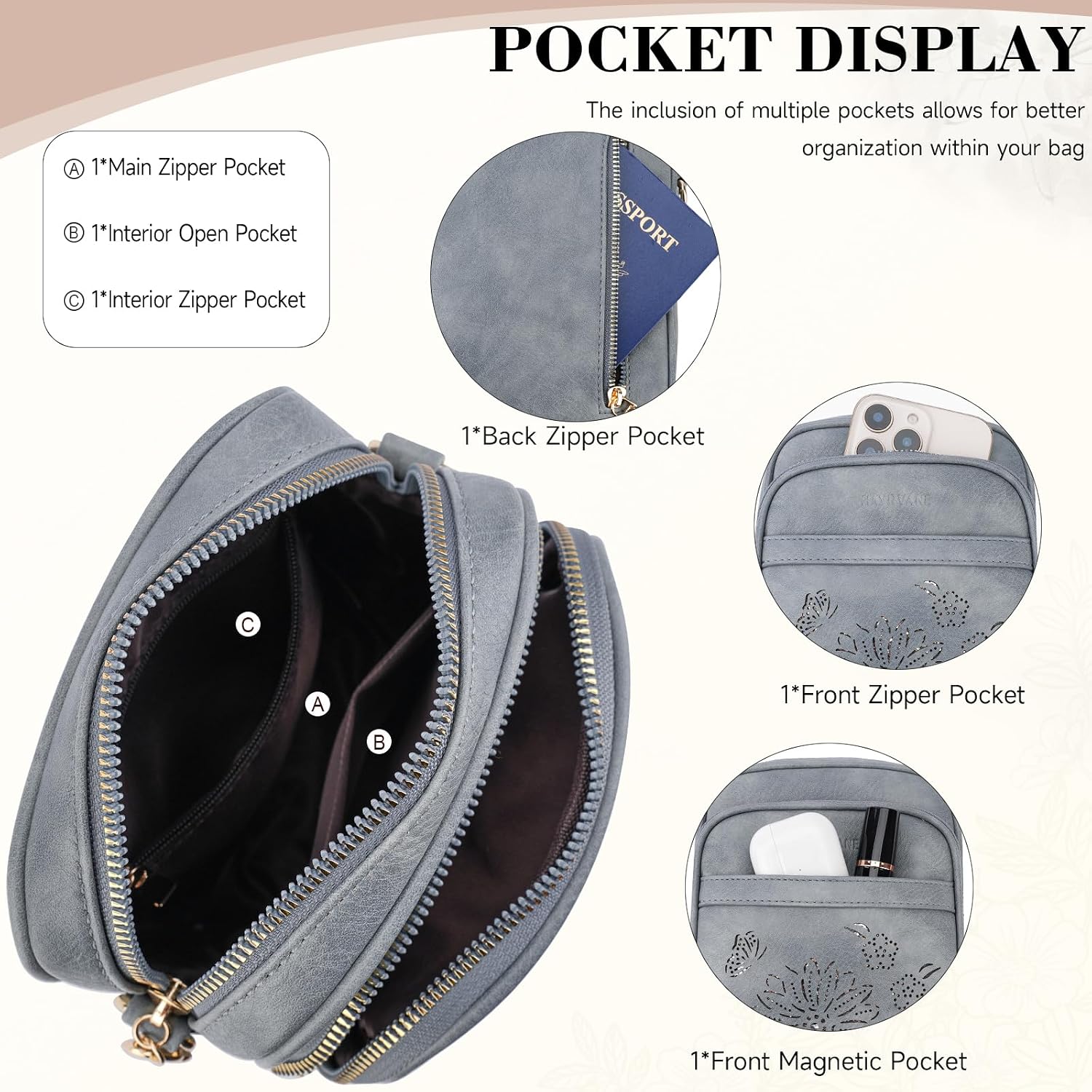 Small Crossbody Bags for Women, RFID Phone Purse with Card Slots, Triple Compartments Lightweight Shoulder Bag - Image 3