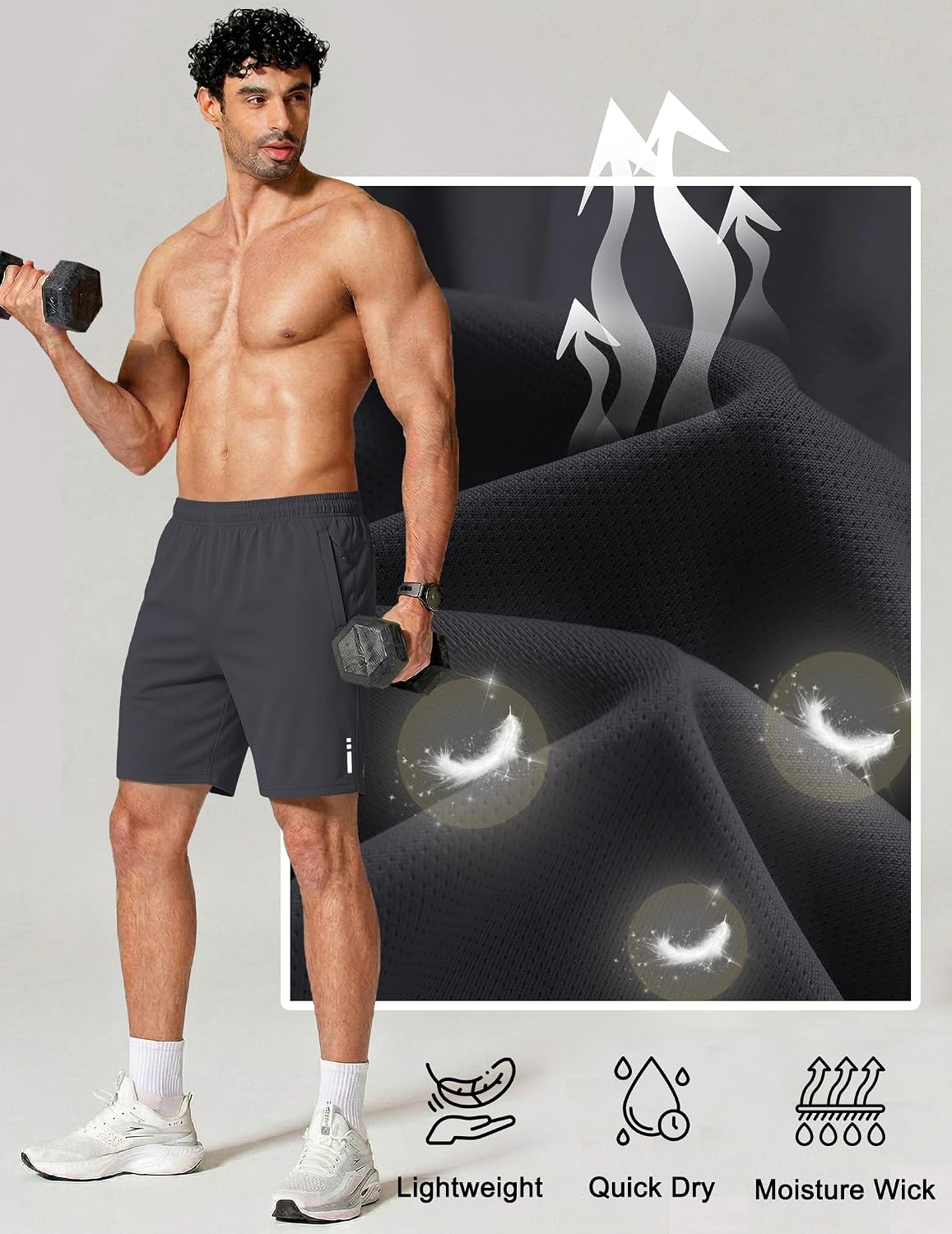 COOFANDY Mens Athletic Running Shorts 7"/ 9" Quick Dry Cool Mesh Gym Shorts - Image 4