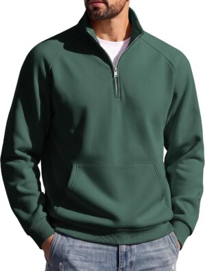 COOFANDY Mens Quarter Zip Pullover ...