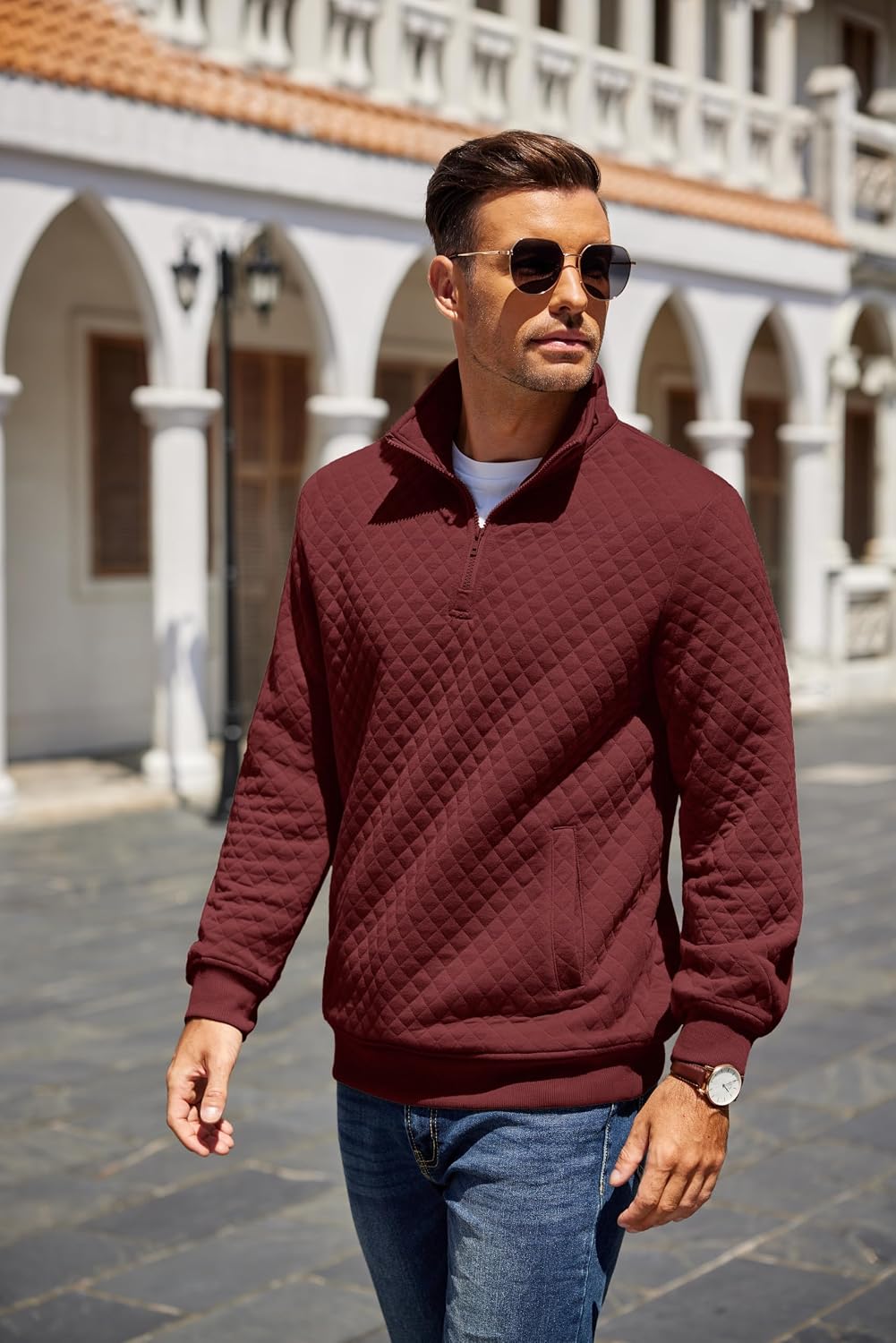 COOFANDY Mens Quarter Zip Pullover Sweatshirt Casual Mock Neck Sweater 2026 - Image 4