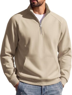 COOFANDY Mens Quarter Zip Pullover ...
