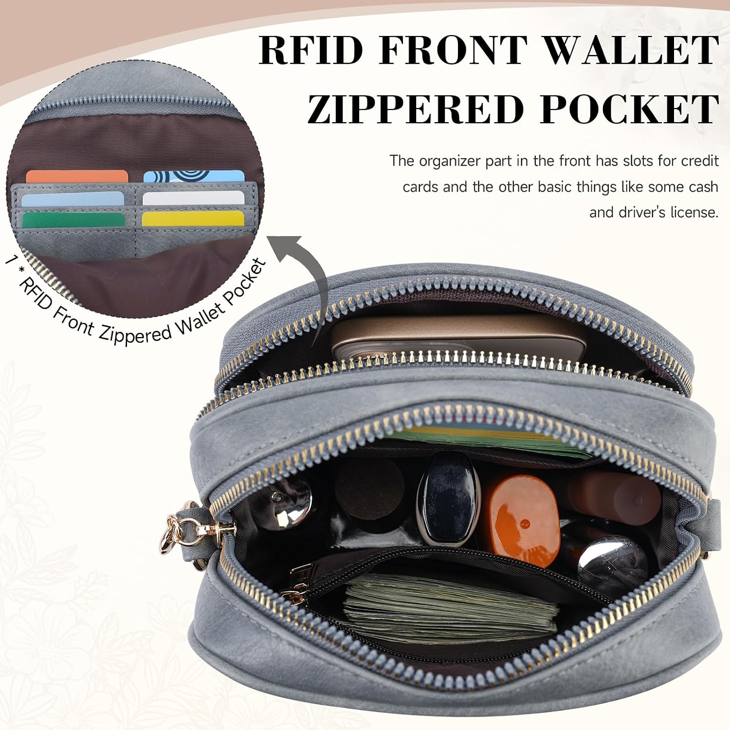Small Crossbody Bags for Women, RFID Phone Purse with Card Slots, Triple Compartments Lightweight Shoulder Bag - Image 5