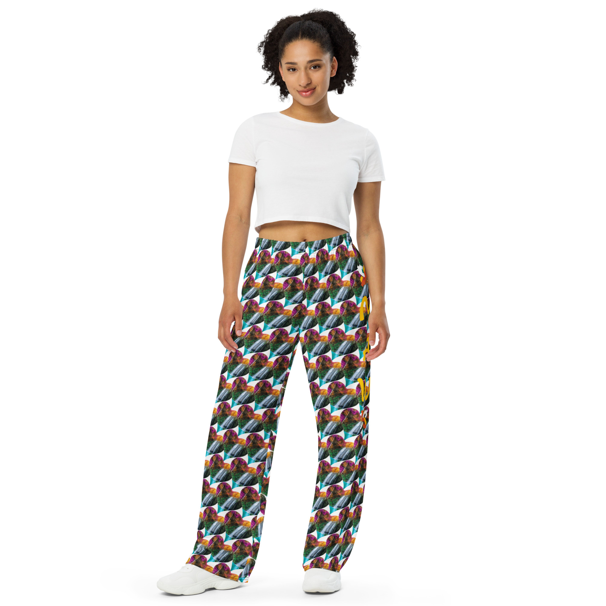 M.A.W. Heart Filled Abundance of Love All-over print unisex wide-leg pants