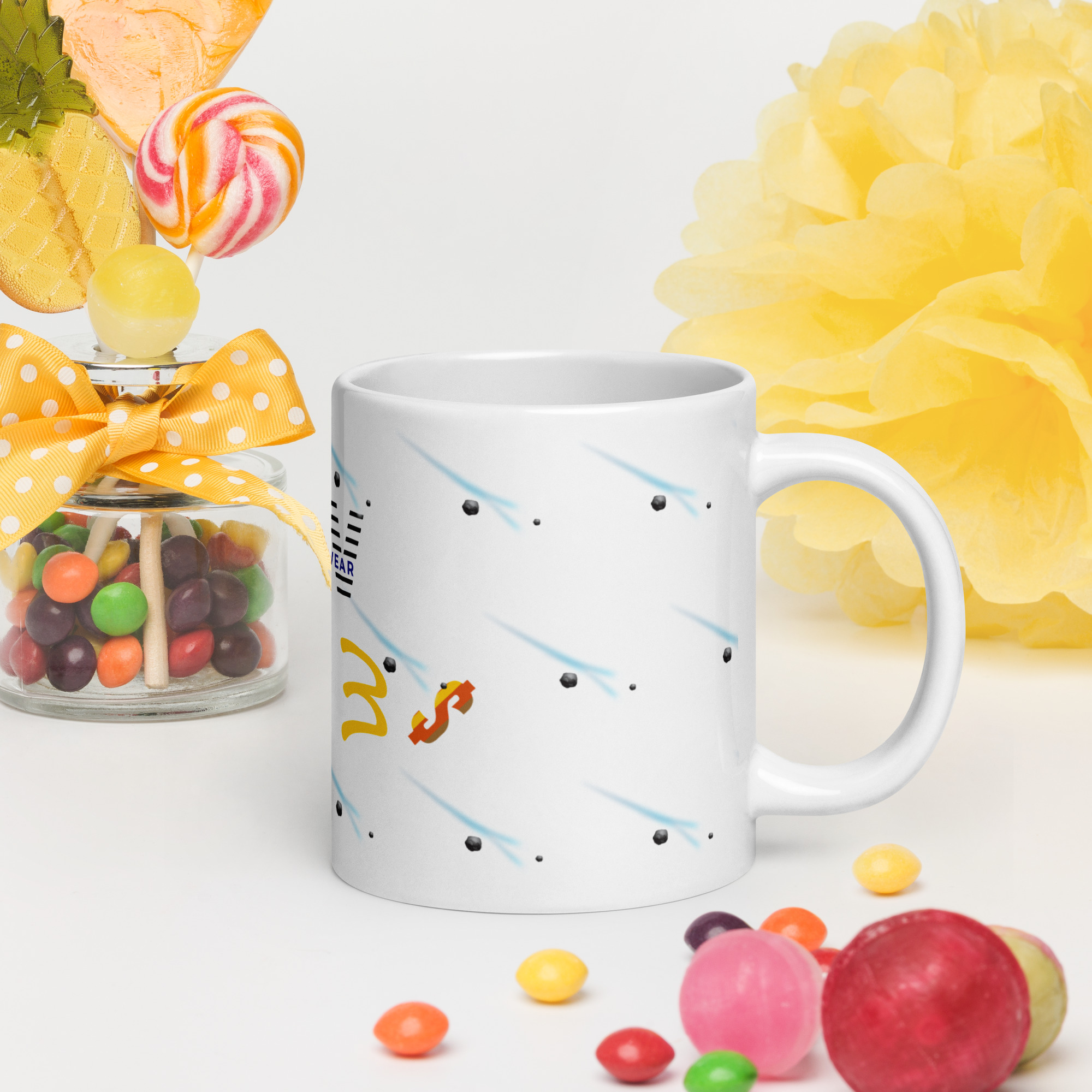 M.A.W. My Attraction Wear White glossy mug