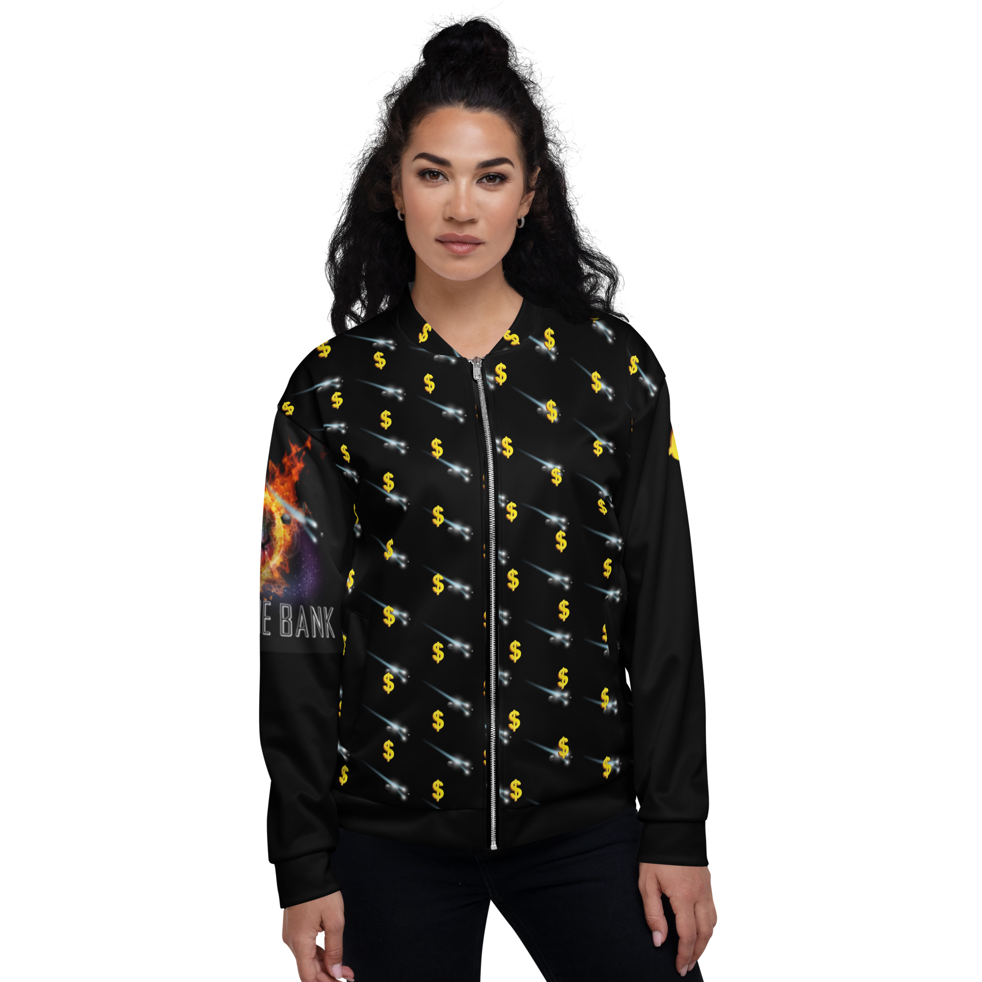Attract Abundance in this "Raining Money" Unisex Bomber Jacket