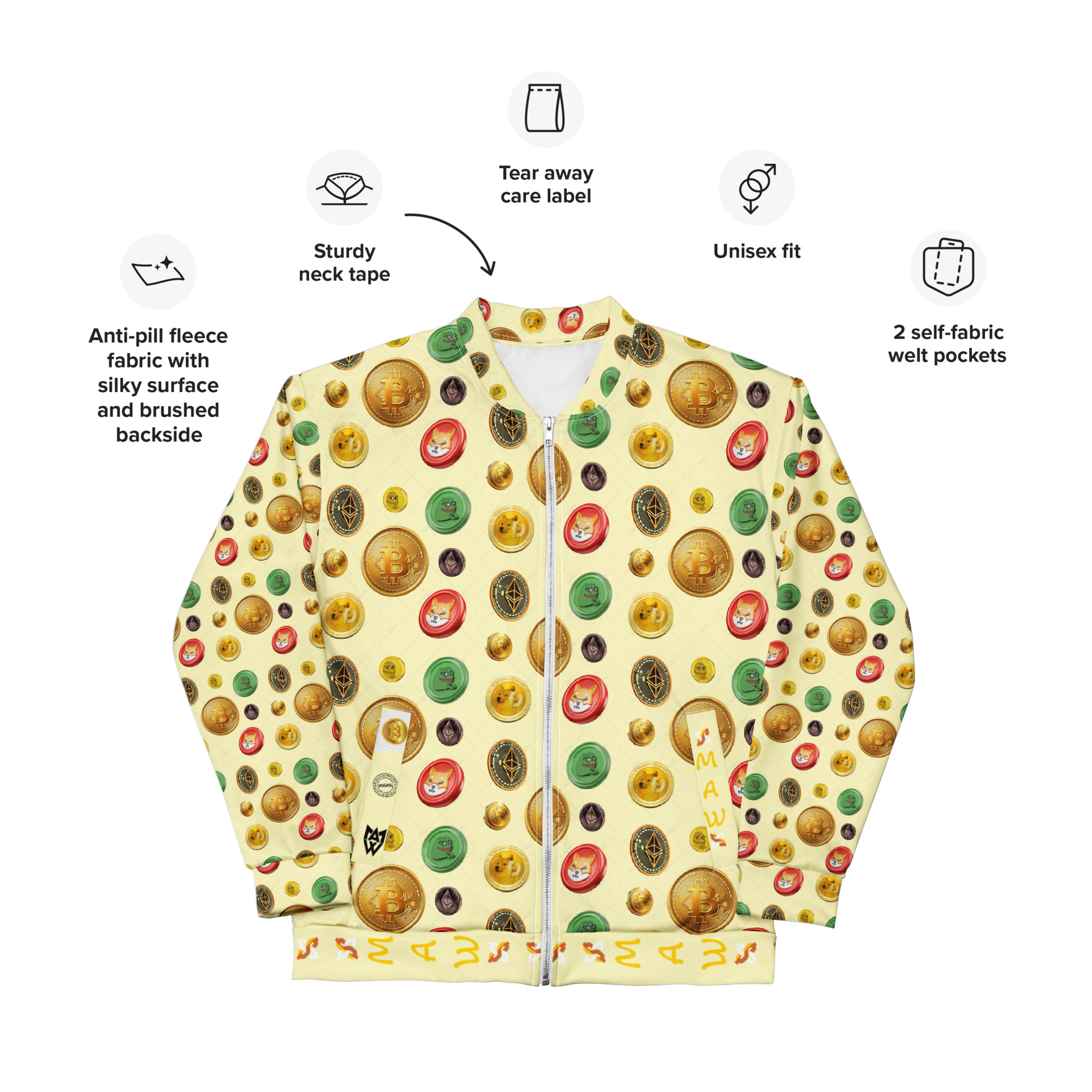 Crypto Energizing Unisex Bomber Jacket
